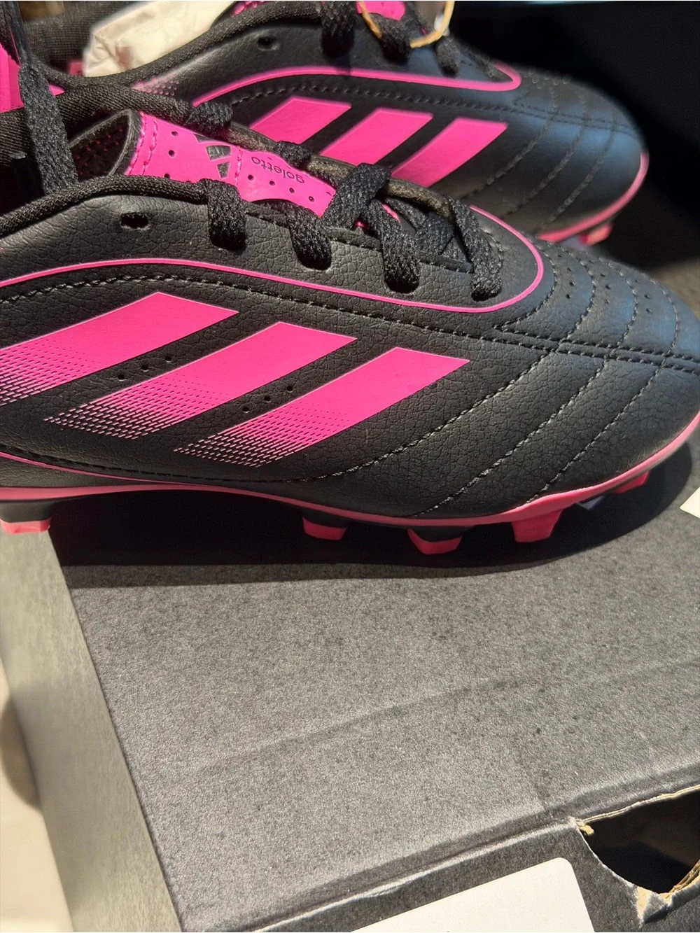 adidas Kids Black & Hot Pink Soccer Sneakers